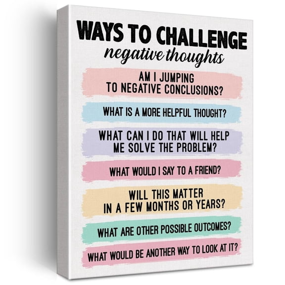 Challenging Negative Thoughts Mental Health Wall Art Canvas poster CBT for Therapy Office Counselor Office Decor poster