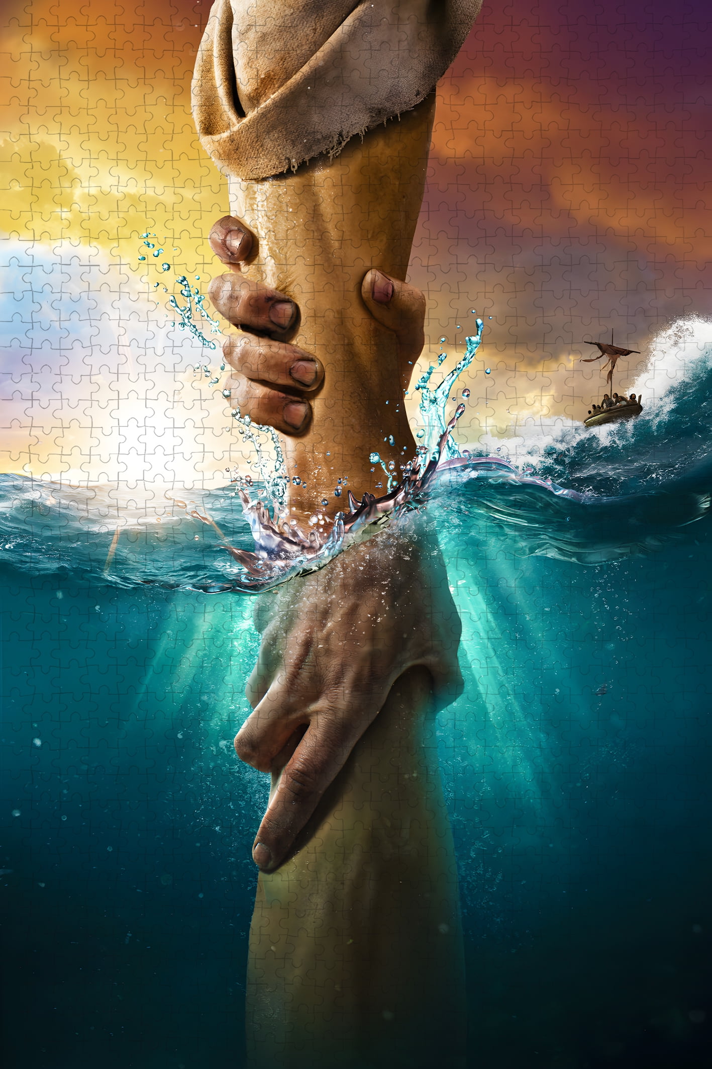 Challenging high difficulty Jesus 1500 pieces,give me your hand, high quality wooden adult jigsaw puzzle, family entertainment, relaxation, decoration and gift giving.Jigsaw puzzle size:34.3X22.4 in