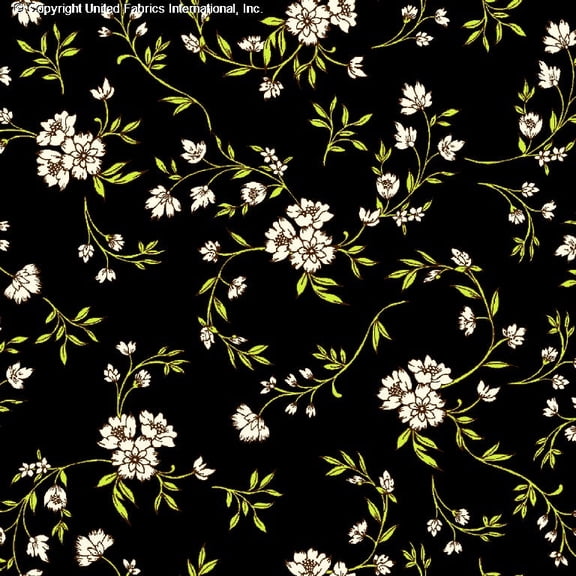 Challis Rayon Printed Fetching, Floral Woven Fabric, Soft Dress Material (BLACK/CREAM/CITRON, ByYard)
