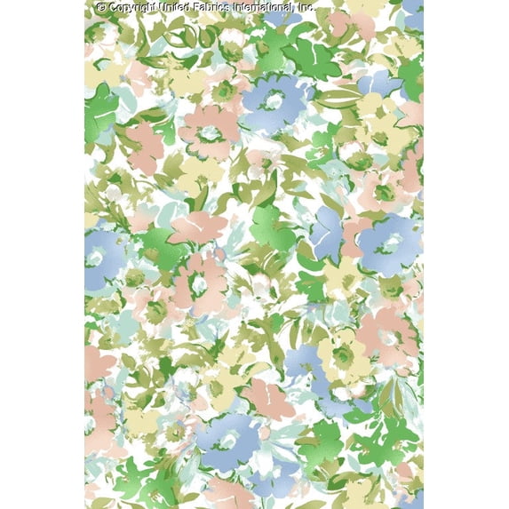 Challis Rayon Printed Liberty Woven Fabric, Soft Floral Summer Dress Craft (PUMPKIN/POOL/GREEN, ByYard)