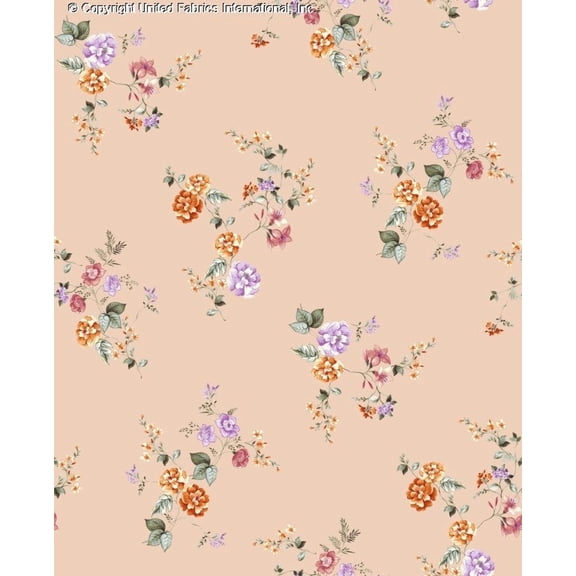 Challis Rayon Printed Manna Woven Fabric, Floral Dress Top Soft Rayon Sewing (BLUSH/LILAC/TANG, ByYard)