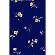 Challis Rayon Printed Marmara Woven Fabric, Floral Dress Material MARINE/YELLOW/MINT, ByYard