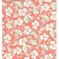 thumbnail image 1 of Challis Rayon Printed Prosaic, Floral Fabric, Dress Fabric, Sewing Fabric (CORAL/TAUPE/AQUA, ByYard), 1 of 5