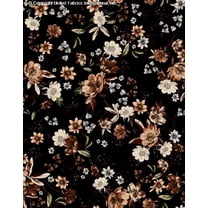 Challis Rayon Printed Valentina, Floral Fabric, Dress Fabric (BROWN/OLIVE/GREY, ByYard)