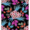 thumbnail image 1 of Challis Rayon Printed Villus, Peacock Feather Print, Soft Rayon Fabric by Yard (BLACK/PINK/TURQ, ByYard), 1 of 4
