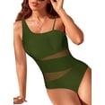 thumbnail image 1 of Chama One Shoulder One Piece Swimsuits for Women Tummy Control Bathing Suits Modest Mesh Swimwear, 1 of 8