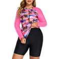 Chama Plus Size Long Sleeve Rash Guard Bathing Suits for Women Athletic