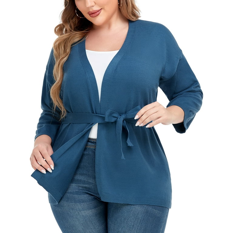 Chama Plus Size Cardigan for Women Soft Knit 3/4 Sleeve Sweater Cardigans - Walmart.com