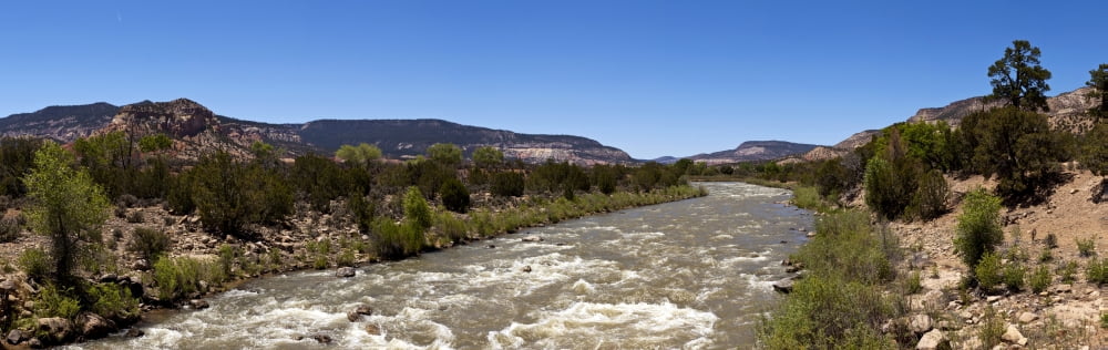 Chama River a major tributary river of the Rio Grande river is about 130 miles (210--km) long altogether Colorado USA Canvas Art - Panoramic Images (27 x 9)