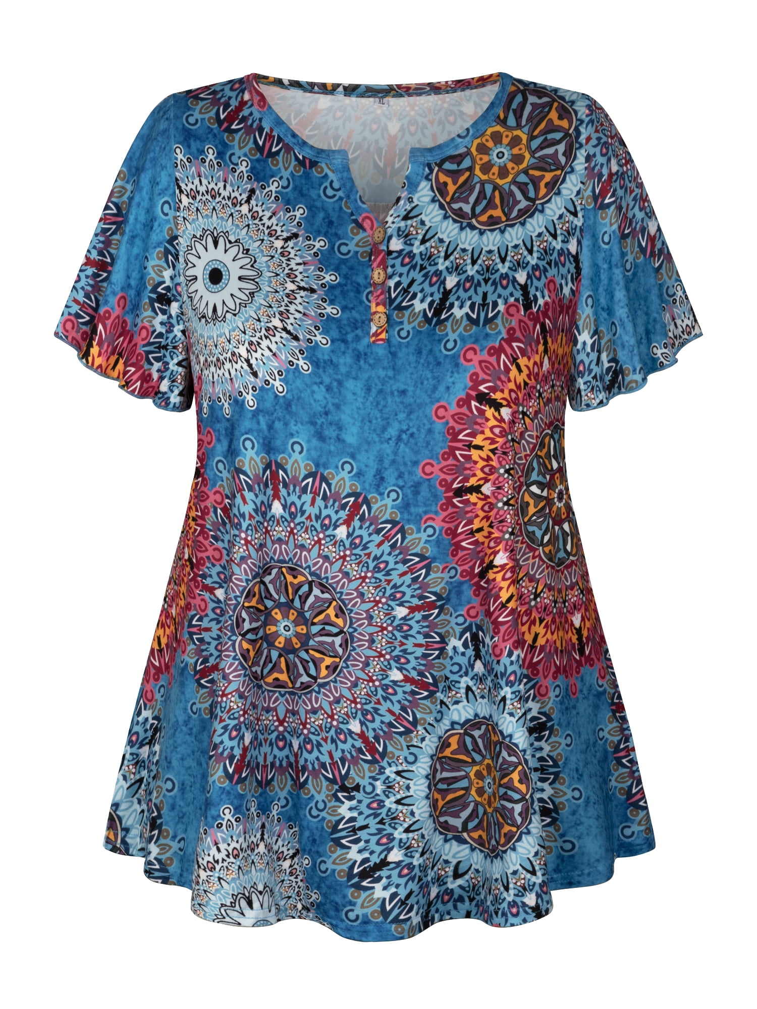Chama Short Sleeve T Shirt for Women Plus Size Flowy Tunic Tops