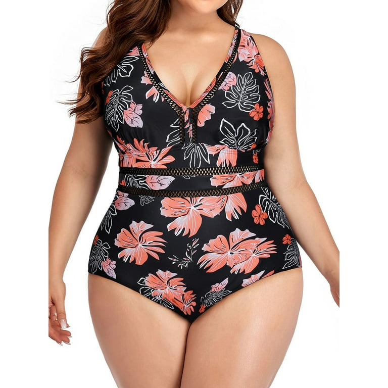 Women Plus Size One Piece Swimsuits Tummy Control,Lighten Deals of