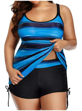 Chama Plus Size Tankini Swimsuits for Women Tummy Control Bathing