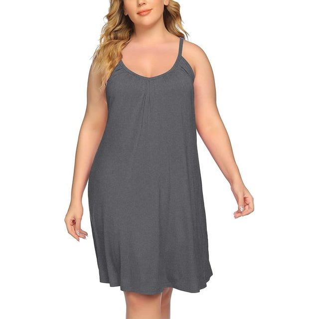 Chama Womens Plus Size Chemise Soft Sexy Sleepwear Pleated Nightgowns ...