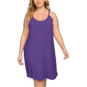 Chama Womens Plus Size Chemise Soft Sexy Sleepwear Pleated Nightgowns Loungewear for Women