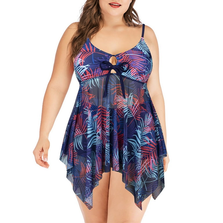 Chama Womens Plus Size Swimsuits Swimdress Tummy Control Swimwears