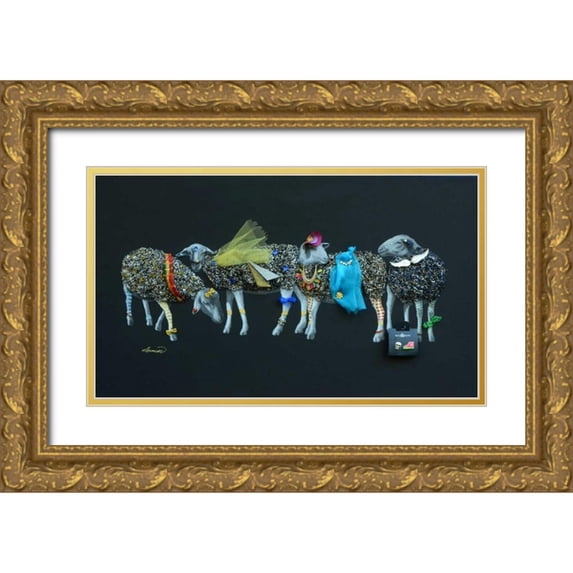 Chamard, Jean-Marc 18x12 Gold Ornate Wood Framed with Double Matting Museum Art Print Titled - Sheep 03
