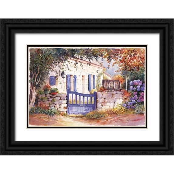 Chamard, Jean-Marc 18x14 Black Ornate Wood Framed with Double Matting Museum Art Print Titled - PORTE BLUE II