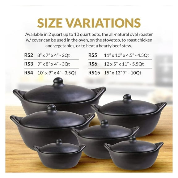 Chamba Black Clay Oval Roaster, Small 3 qt.