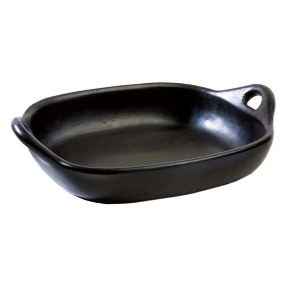 Chamba Black Clay Roasting Pan - Stylish Square Pan From Colombia, Clay Pot for Cooking, Oven Pan, Clay Cooking Pots, Roaster Pan, Cookware & Dinnerware, Large Roasting Pan 11" x 10" x 2"