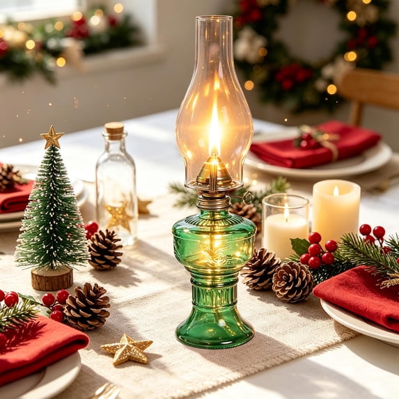 Chamber Oil Lamps for Indoor Use Vintage Kerosene Lamp Rustic Kerosene Lantern with Adjustable Fire Wick Lighting Oil Lantern for Home Emergency Lighting, 13'' High