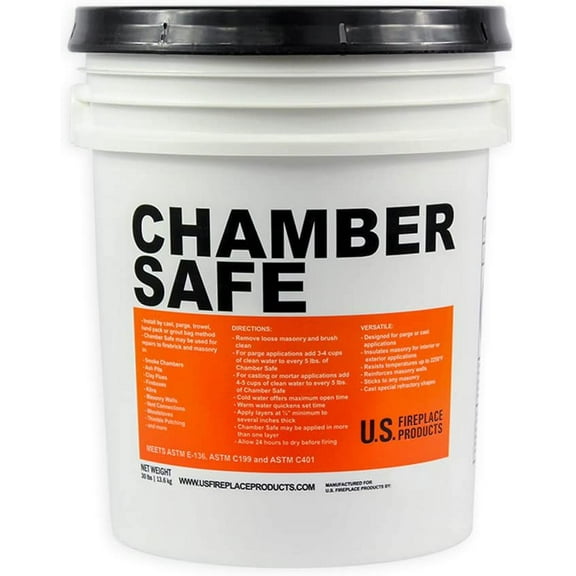 Chamber Safe - 5 Gallon Mortar Mix, Brick Mortar Repair, Brick Mortar Mix Resistant to Temperatures up to 2650 F, Ideal for Repairing Block,Stone,Clay