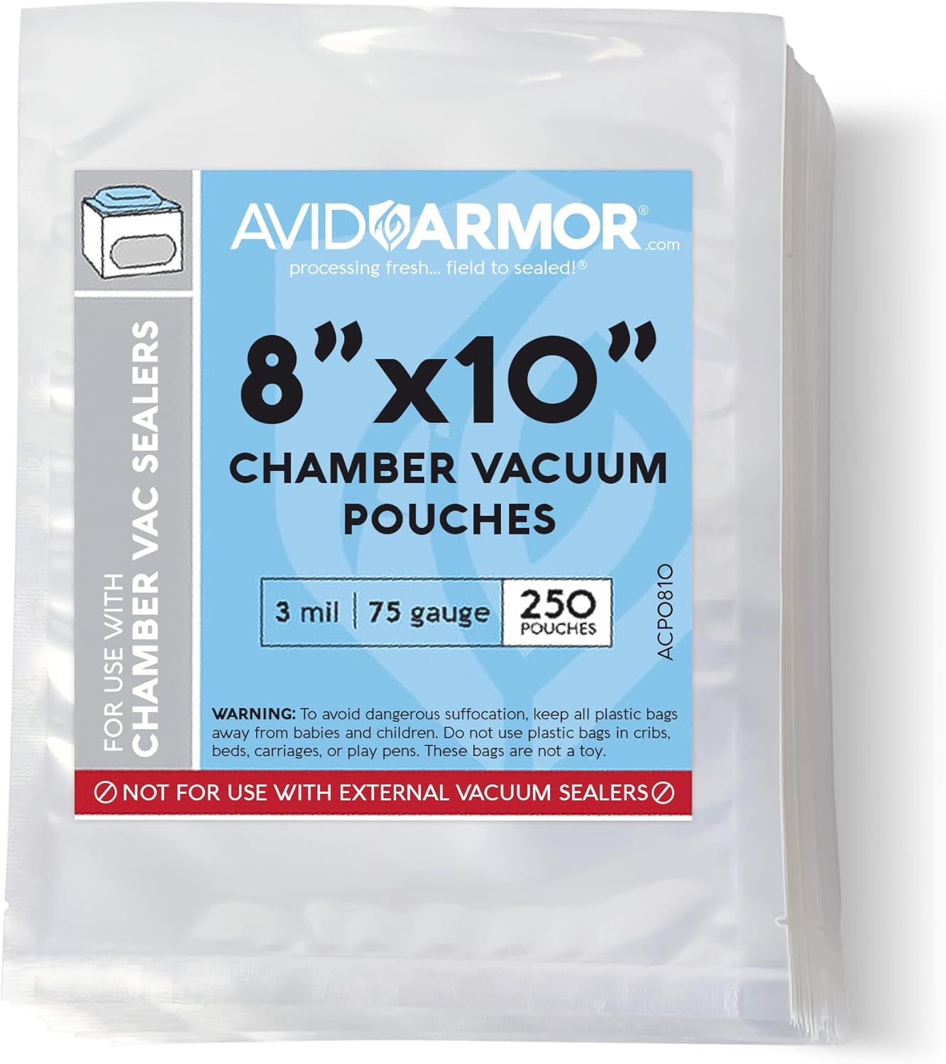 VacMaster Heavy Duty 4 Mil Chamber Vacuum Sealer Bags - 6" X 8", 1000 Pre-Cut Pouches, BPA Free For Meat & Sharp Items