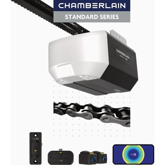 Chamberlain 155373 0.5HP Chain Drive Wi-Fi Compatible Smart-Enabled ...