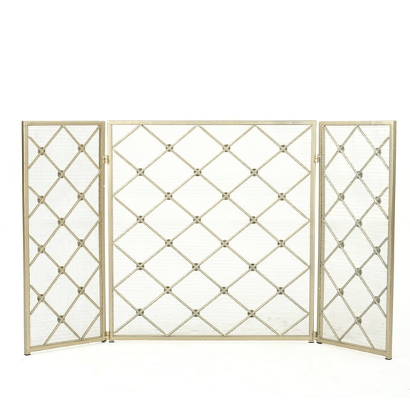 Chamberlain 3 Panelled Iron Fireplace Screen, Gold