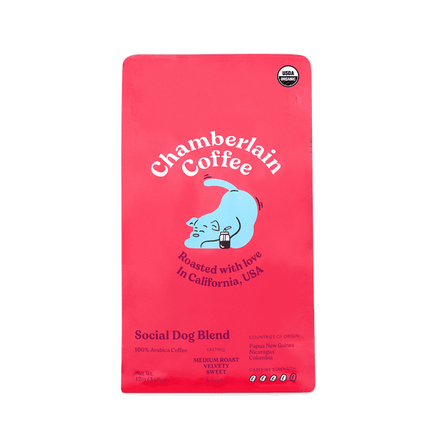 Chamberlain Coffee, Social Dog Medium Roast Grounds Bag, 12 oz