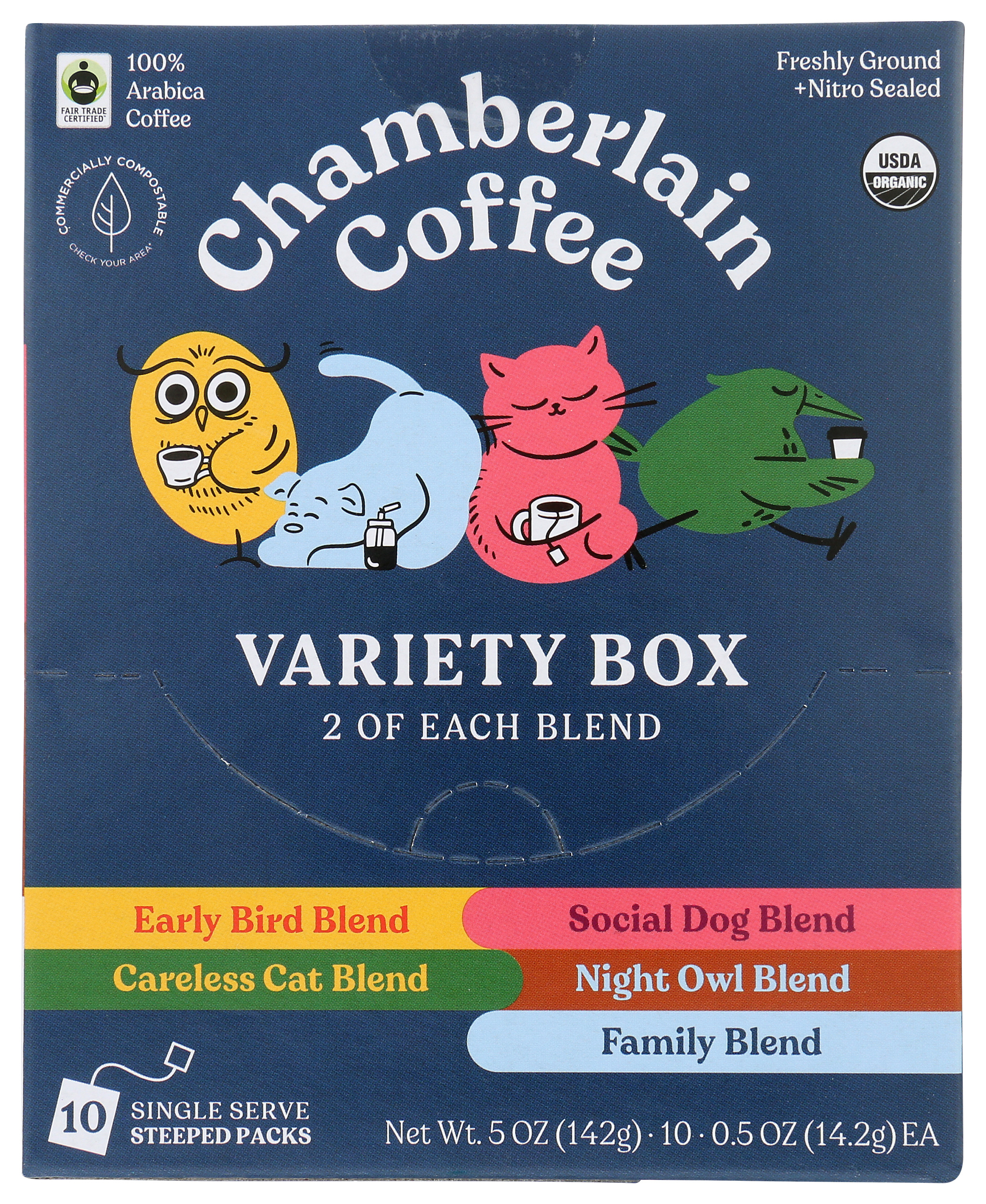 Chamberlain Coffee Variety Steeped 10 Pack, Coffee 5 Ounce Pack Of 12