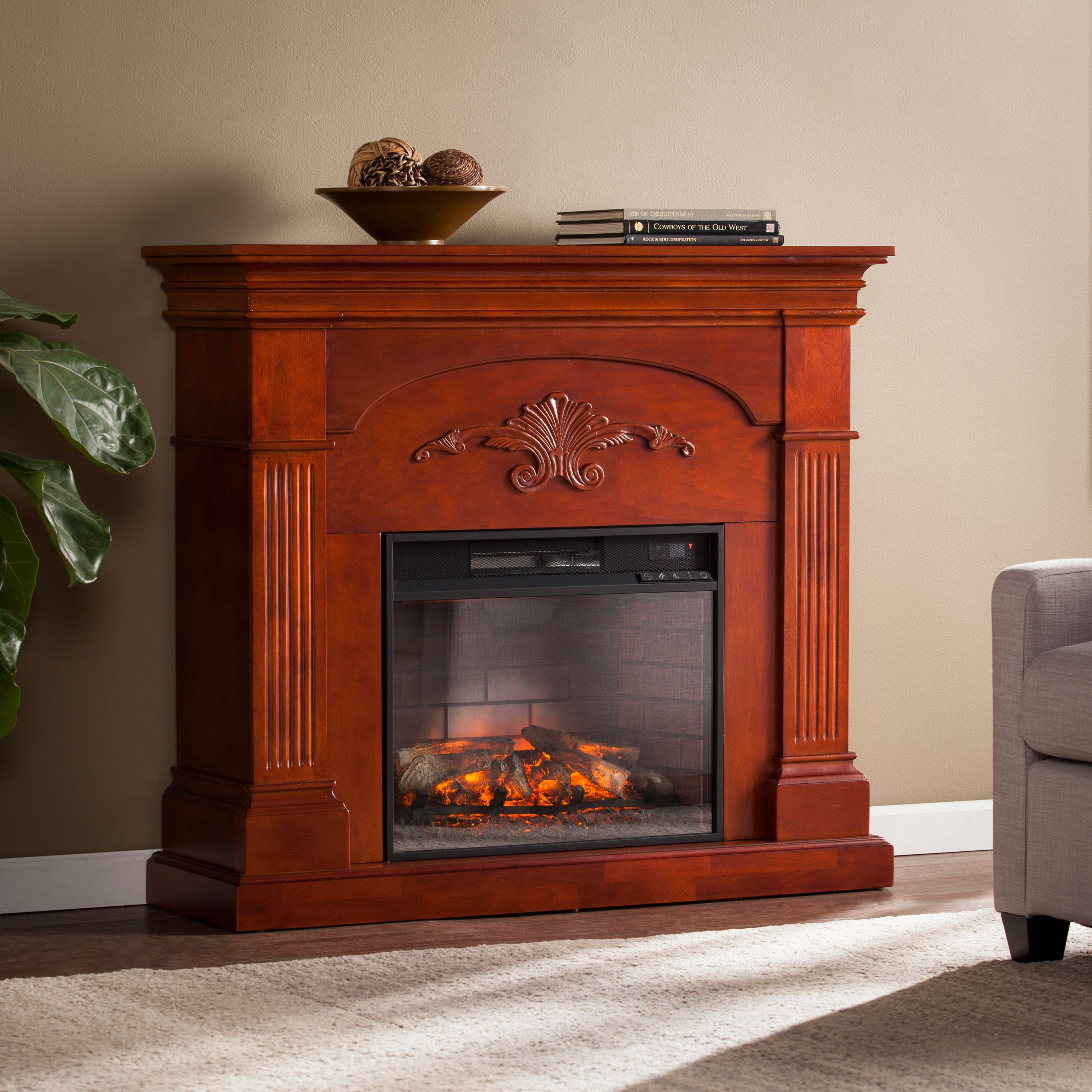 Chamberlain Infrared Electric Fireplace, Mahogany - Walmart.com