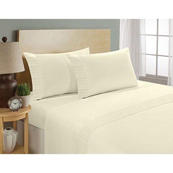 Chamberlain London 1800 Series Egyptian Comfort Easy Care Wrinkle Resistant Sheet Set (Full, Ivory)
