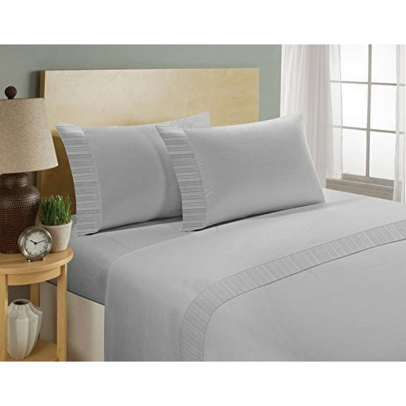 Chamberlain London 1800 Series Egyptian Comfort Easy Care Wrinkle Resistant Sheet Set (King, Gray)