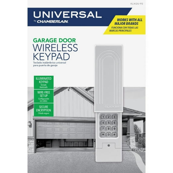 Chamberlain Universal Wireless Keypad Garage Door Opener, KLIK2U-P2, White 0.5lb., 1 Pack