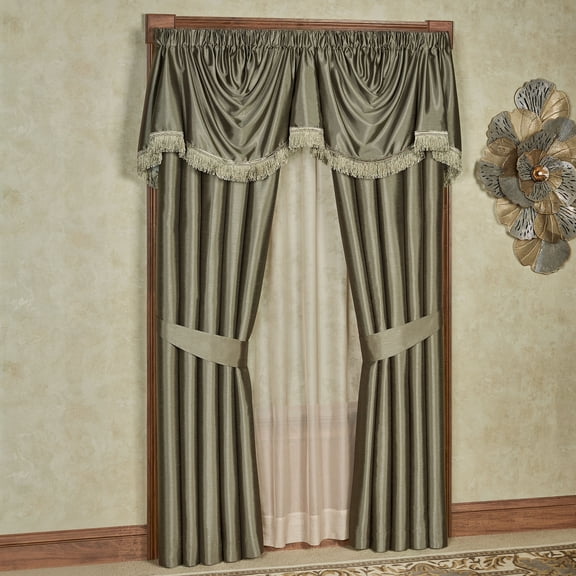 Chamberly Bronze Rod Pocket Energy Saving Window Treatment; Empire Valance & 84L Wide Curtain Set