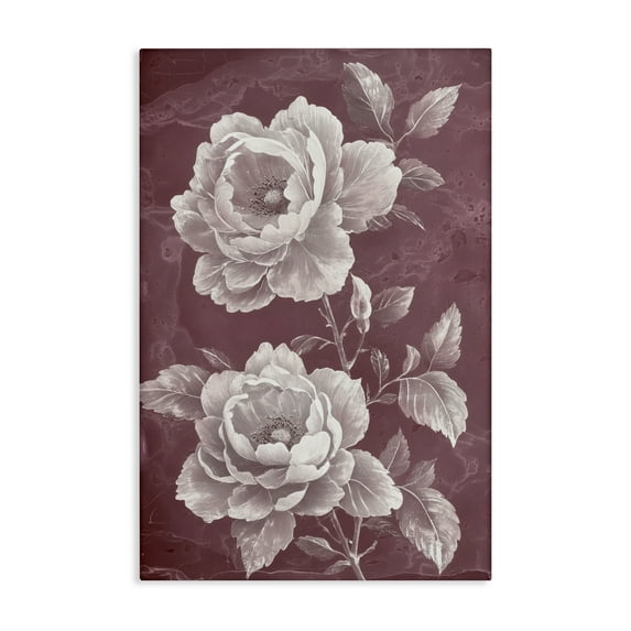 Stupell Industries Chambermaid Blooms on Maroon Canvas Wall Art, design by Annabelle Hall, 30 x 20