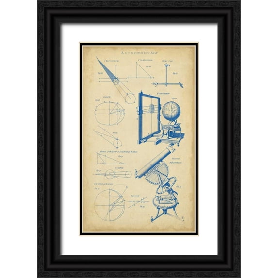 Chambers 16x24 Black Ornate Wood Framed with Double Matting Museum Art Print Titled - Vintage Astronomy II