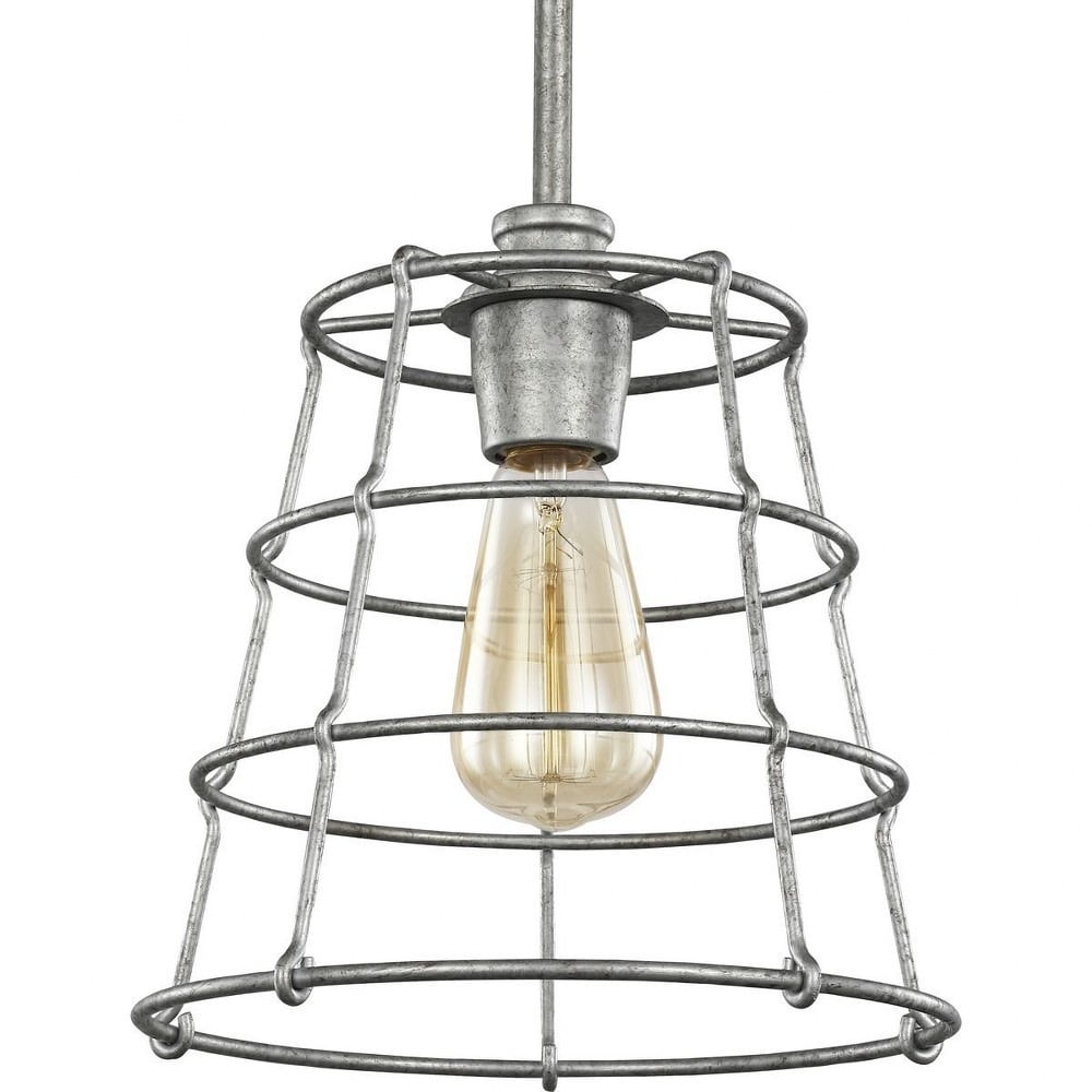 Chambers Rustic Mini-Pendant with Galvanized Wire-Frame Shade
