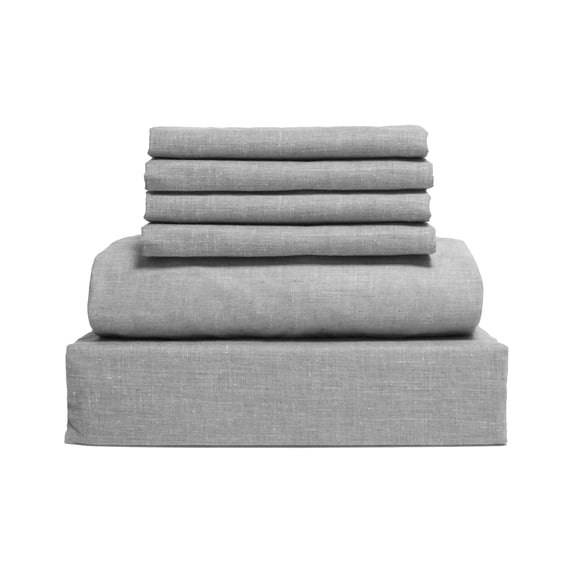 Chambray 6-Piece Gray King Sheet Set