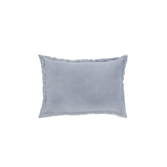 Chambray Blue Fringe Blue Linen Pillows 14" x 20" Down Alternative Insert Included
