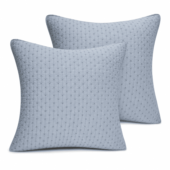 Chambray Cross Quilted Euro Pillow Shams Set of Two, 26 x 26 In.