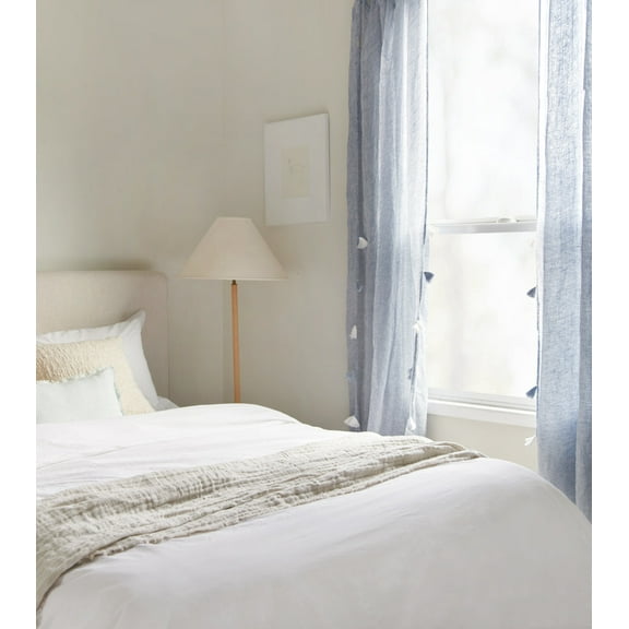 Chambray Linen Curtain with Tassels 50” Width x 108” Length