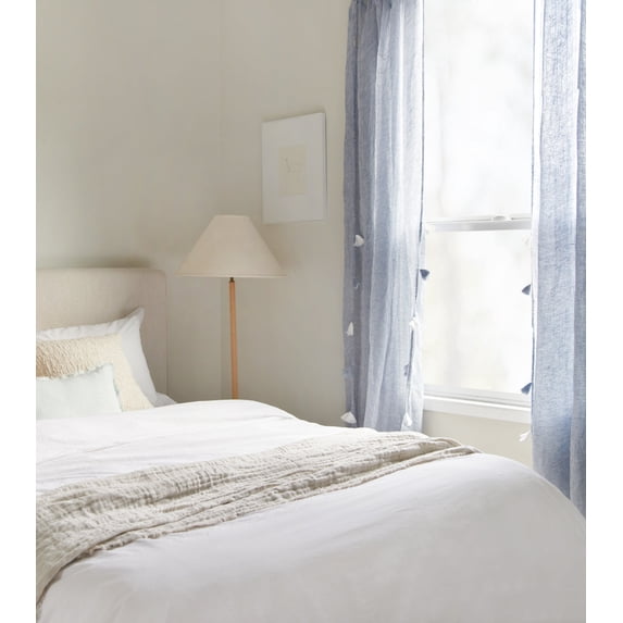 Chambray Linen Curtain with Tassels 50" Width x 96” Length