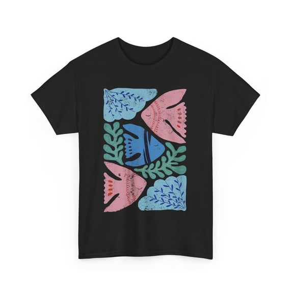 Chamelean Ocean Botanical Tropical Fish Short Sleeve Tee Unisex Casual T-shirt, Sizes S-3XL