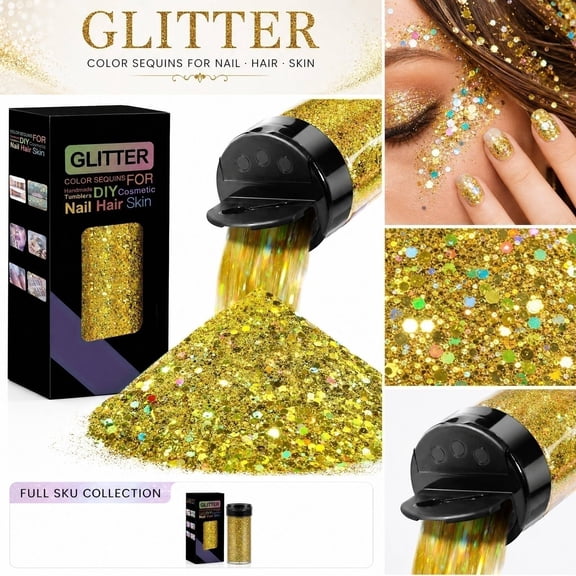 Chameleon Chunky Glitter, Mixed Fine Powder Color Shift 1.76oz/50g PET Flake Purple Green Orange Glitters Sequin Resin Pigment Chip Dust for Slime Painting Craft Hair Nail - Colorful Party