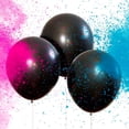 thumbnail image 1 of Chameleon Colors Balloon Pop Kit - Gender Reveal Pop Balloons for Baby Boy/Girl Gender Reveal Party or Photoshoot - 70g Color Powder Bags (1 Pink, 1 Blue) & 3 Jumbo Black Balloons, 1 of 1