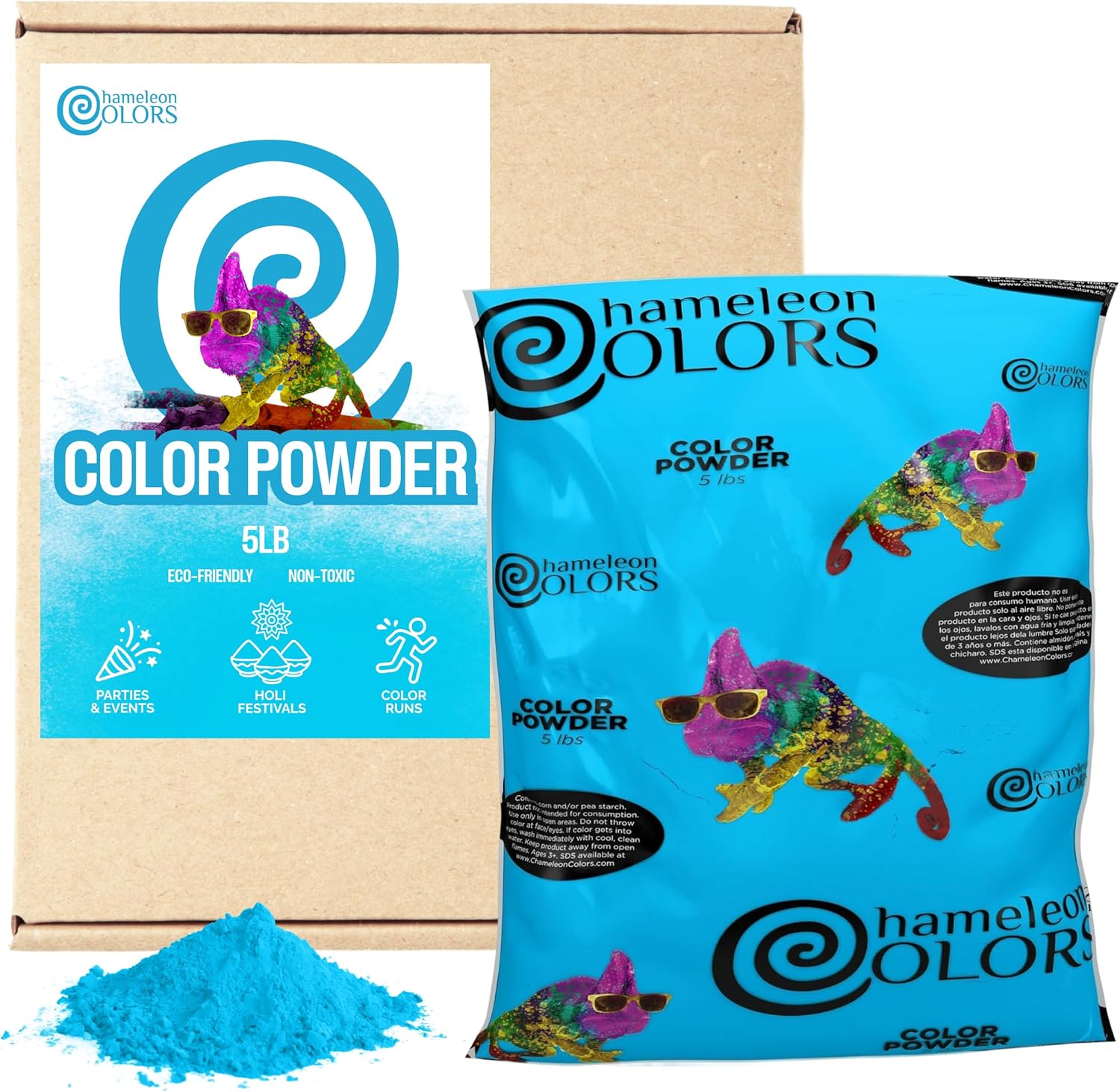 Chameleon Colors Blue Gender Reveal Powder, 5 lb Bag,, Easy Cleanup ...