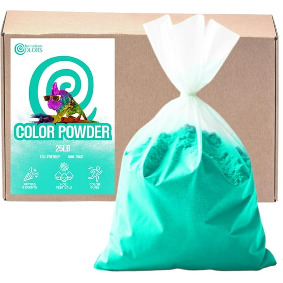 Chameleon Colors 25 lb. Color Powder - 1 Pack - Vibrant Aqua Color - for 15-20 People - Non-Toxic & Gluten-Free - for Holi, Color Wars, Fun Run, Gender Reveal, Summer Camp & More