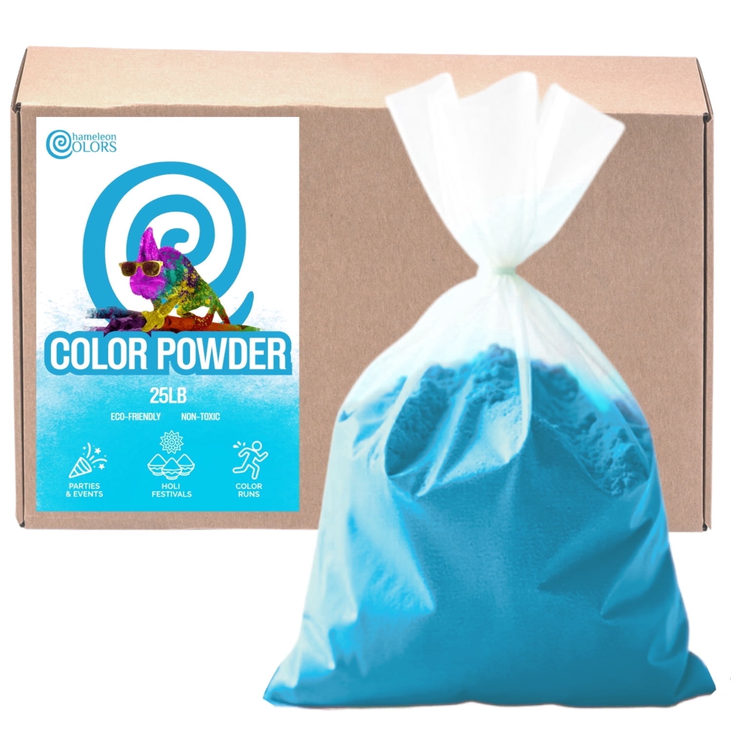 Holi Color Powder Bulk by Chameleon Colors - Blue - 25 lbs. Pure, Authentic Fun - Perfect for a Color Run, 5k, Festival, Party or any Other Event You Want to Make Colorful.