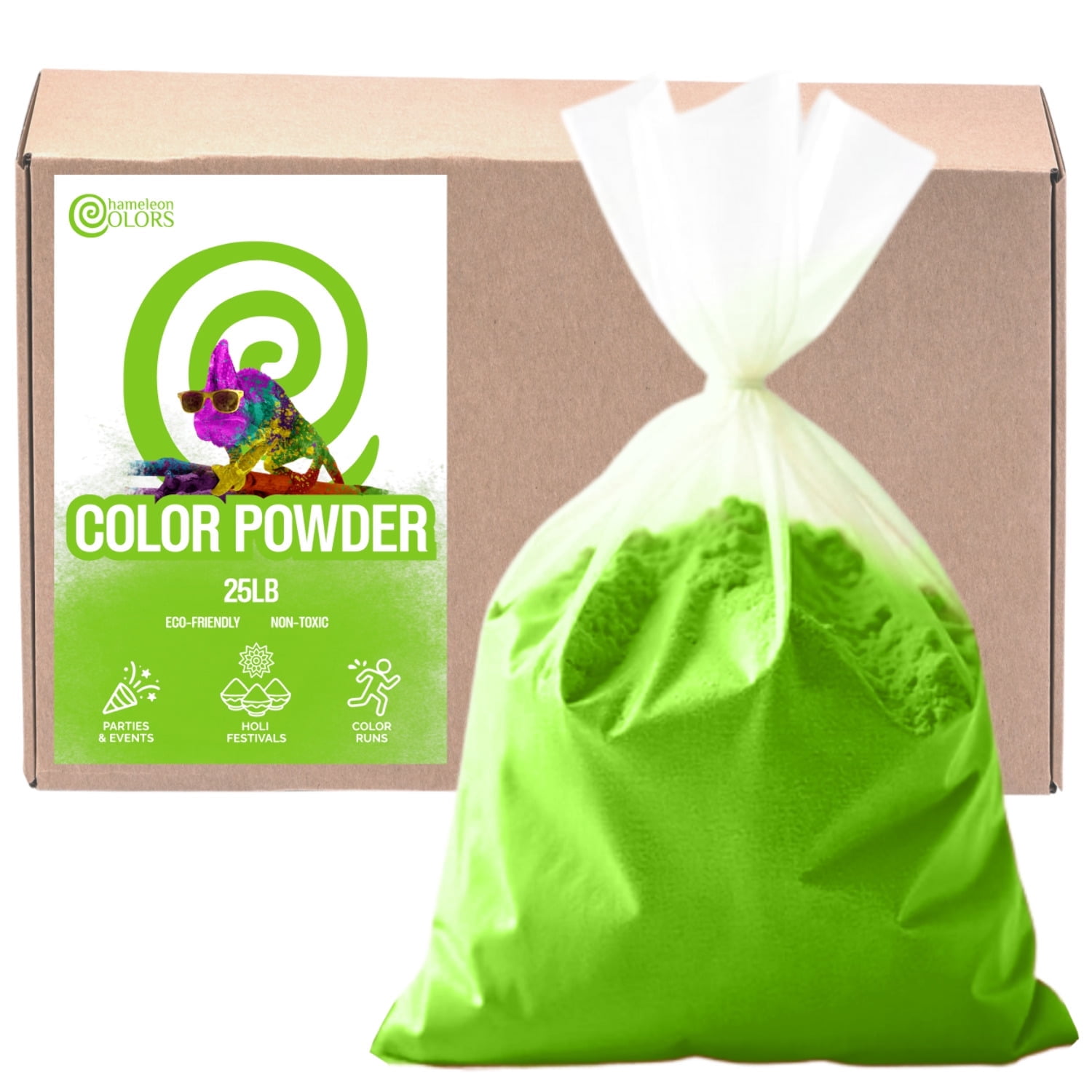 Chameleon Colors Bulk Color Powder, Green Holi Colored Chalk, 25 Pounds
